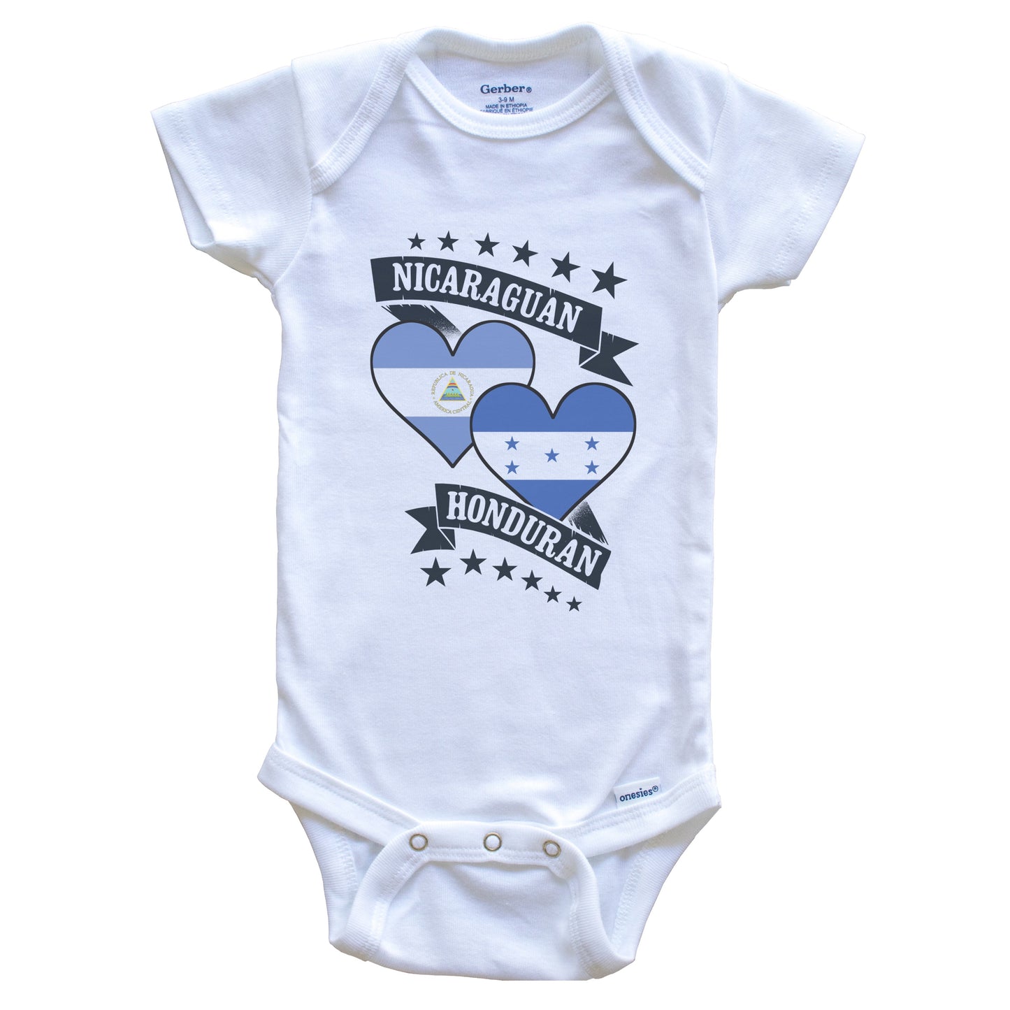 Nicaraguan Honduran Heart Flags Nicaragua Honduras Baby Bodysuit