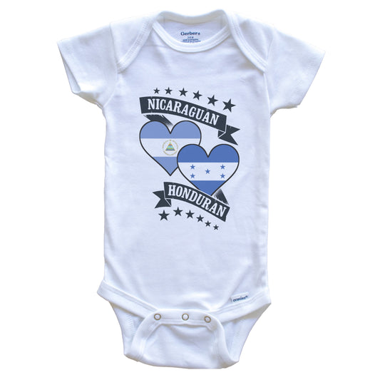 Nicaraguan Honduran Heart Flags Nicaragua Honduras Baby Bodysuit