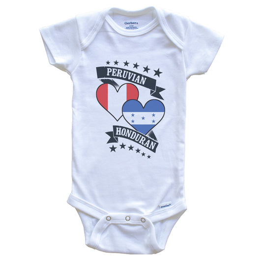 Peruvian Honduran Heart Flags Peru Honduras Baby Bodysuit