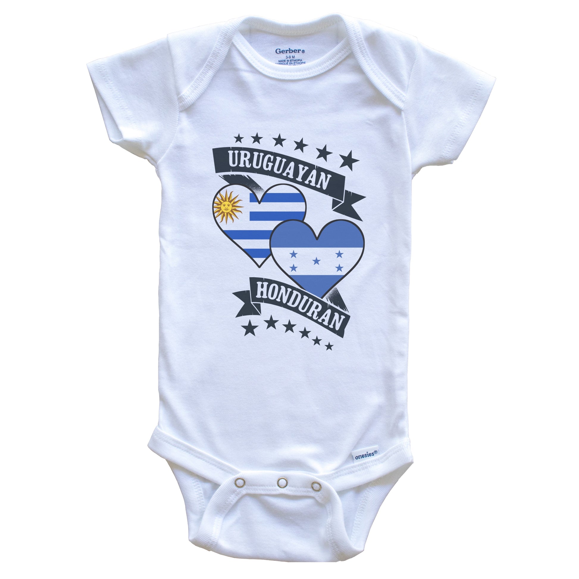 Uruguayan Honduran Heart Flags Uruguay Honduras Baby Bodysuit