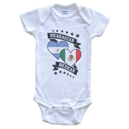 Nicaraguan Mexican Heart Flags Nicaragua Mexico Baby Bodysuit