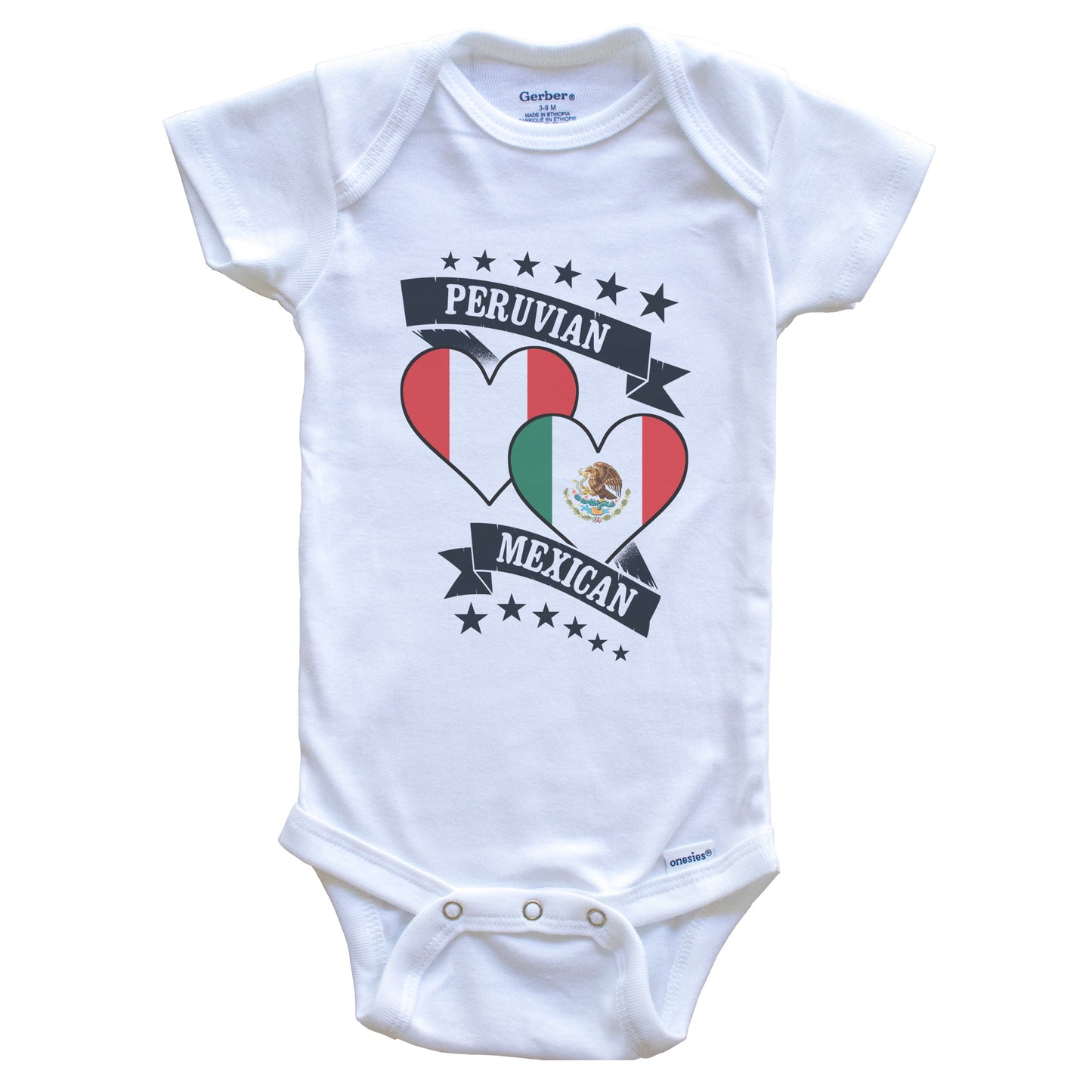 Peruvian Mexican Heart Flags Peru Mexico Baby Bodysuit