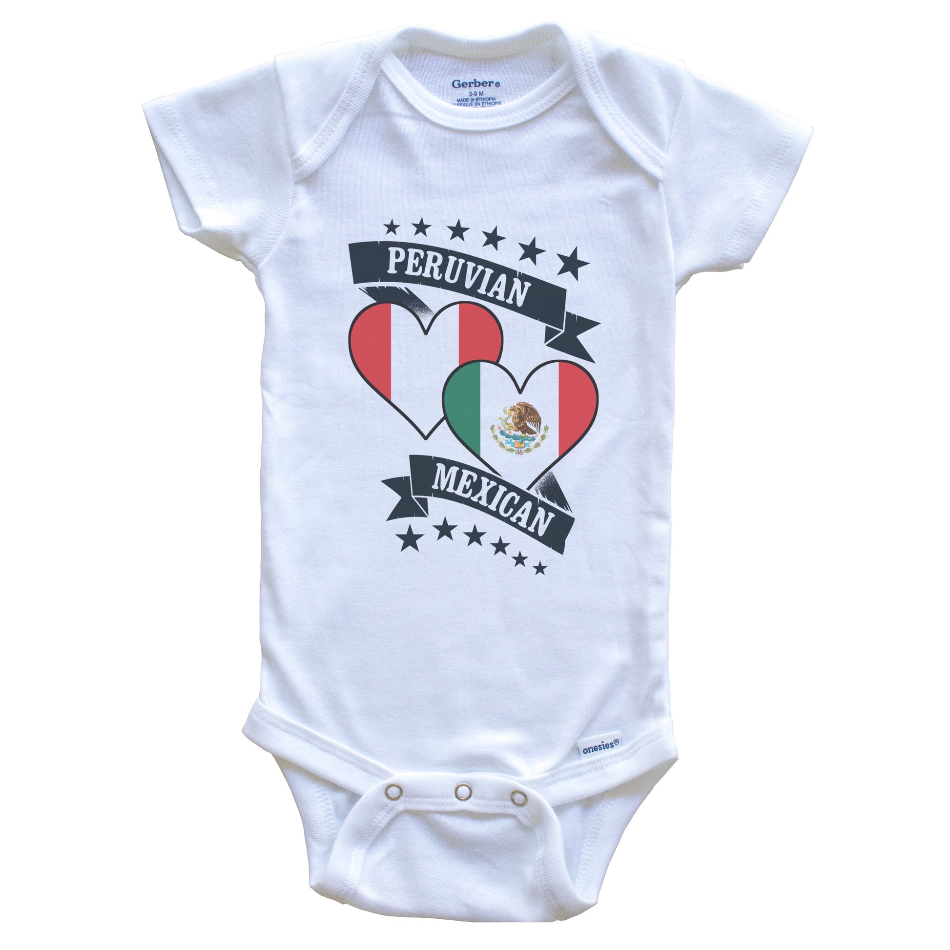 Peruvian Mexican Heart Flags Peru Mexico Baby Bodysuit