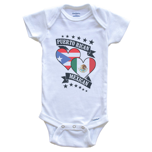 Puerto Rican Mexican Heart Flags Puerto Rico Mexico Baby Bodysuit