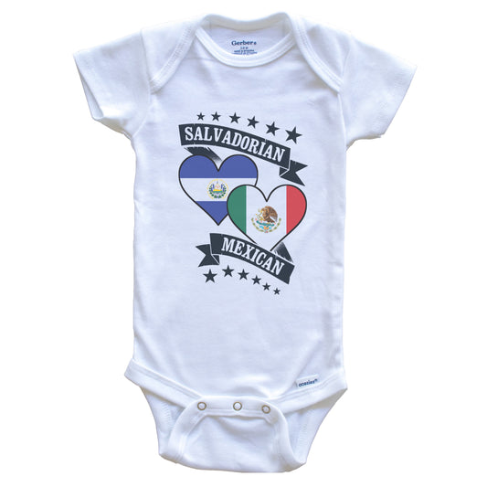 Salvadorian Mexican Heart Flags El Salvador Mexico Baby Bodysuit