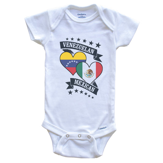 Venezuela Mexican Heart Flags Venezuela Mexico Baby Bodysuit