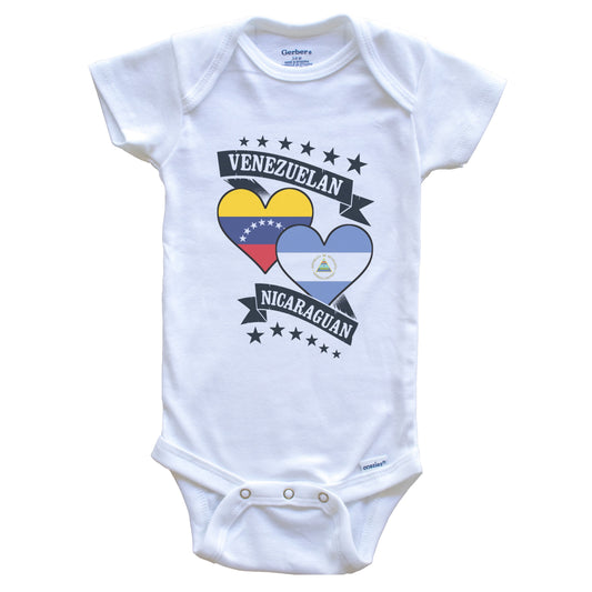 Venezuelan Nicaraguan Heart Flags Venezuela Nicaragua Baby Bodysuit