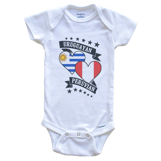 Uruguayan Peruvian Heart Flags Uruguay Peru Baby Bodysuit