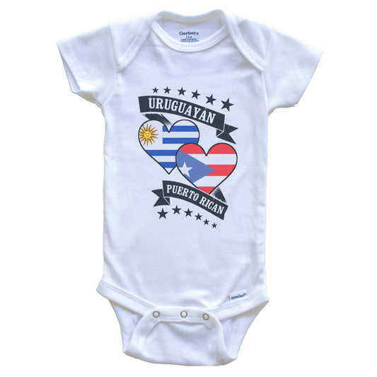 Uruguayan Puerto Rican Heart Flags Uruguay Puerto Rico Baby Bodysuit