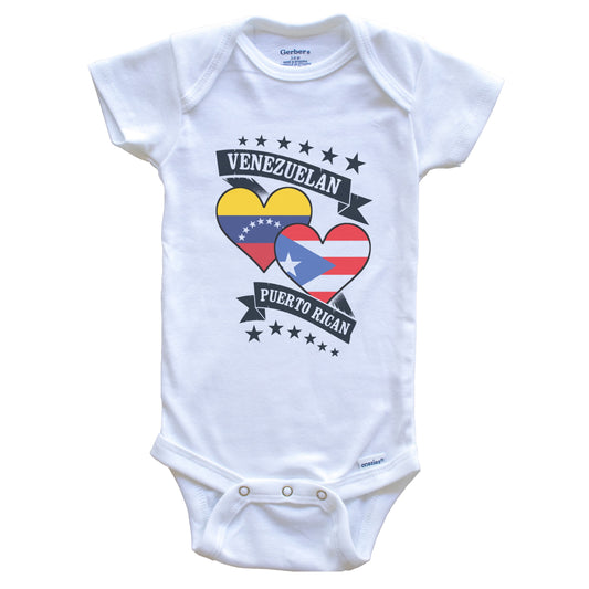 Venezuelan Puerto Rican Heart Flags Venezuela Puerto Rico Baby Bodysuit