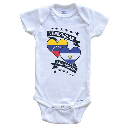 Venezuelan Salvadorian Heart Flags Venezuela El Salvador Baby Bodysuit