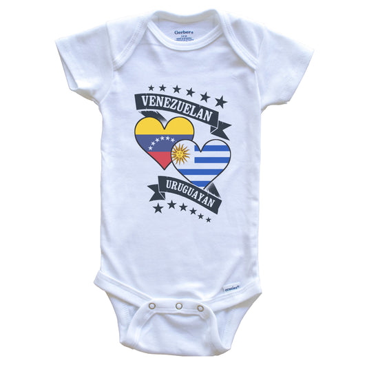 Venezuelan Uruguayan Heart Flags Venezuela Uruguay Baby Bodysuit