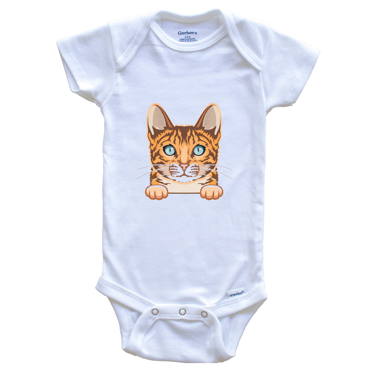 Bengal Cat Popping Up Fun Bengal Kitten Baby Bodysuit