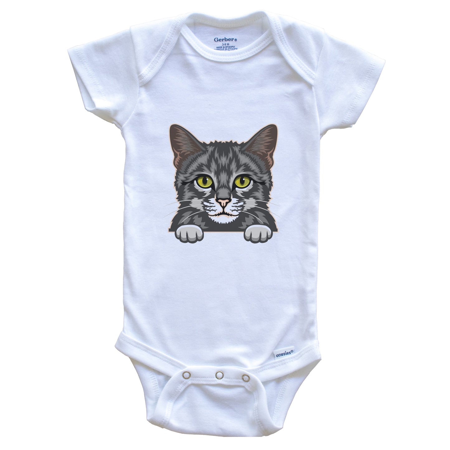 Domestic Shorthair Cat Popping Up Fun Cat Kitten Baby Bodysuit