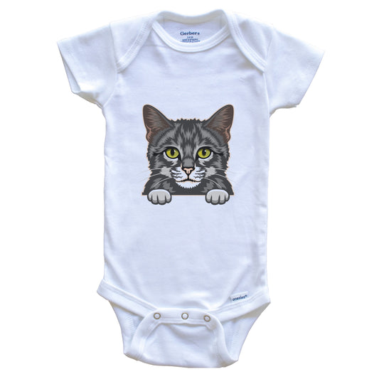 Domestic Shorthair Cat Popping Up Fun Cat Kitten Baby Bodysuit