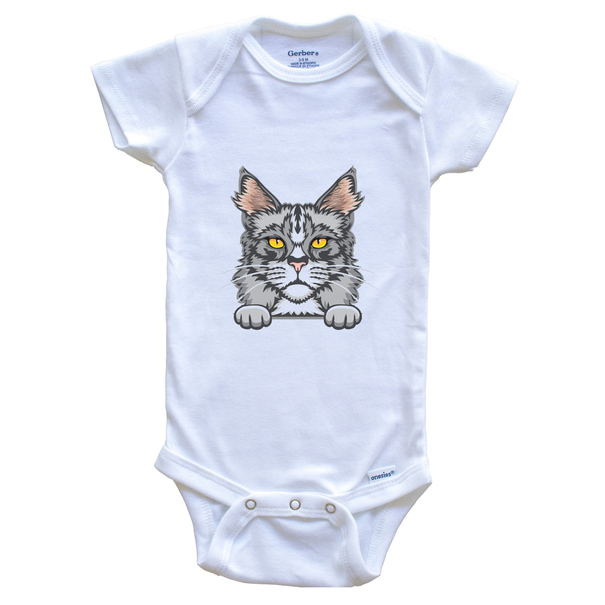 Maine Coon Cat Popping Up Fun Maine Coon Kitten Baby Bodysuit