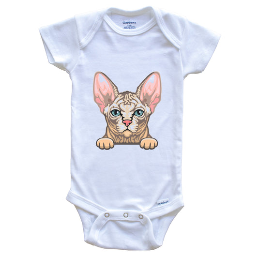 Sphynx Cat Popping Up Fun Sphynx Kitten Baby Bodysuit