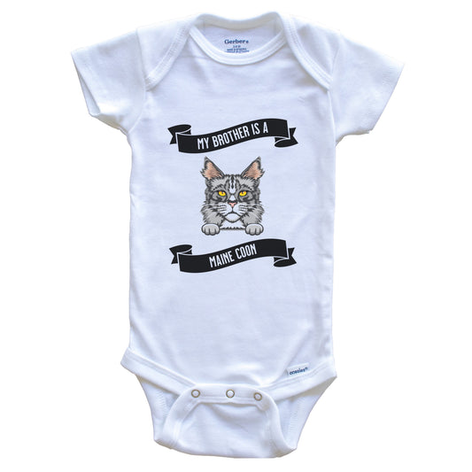 My Brother Is A Maine Coon Cat Cute Kitten Baby Bodysuit