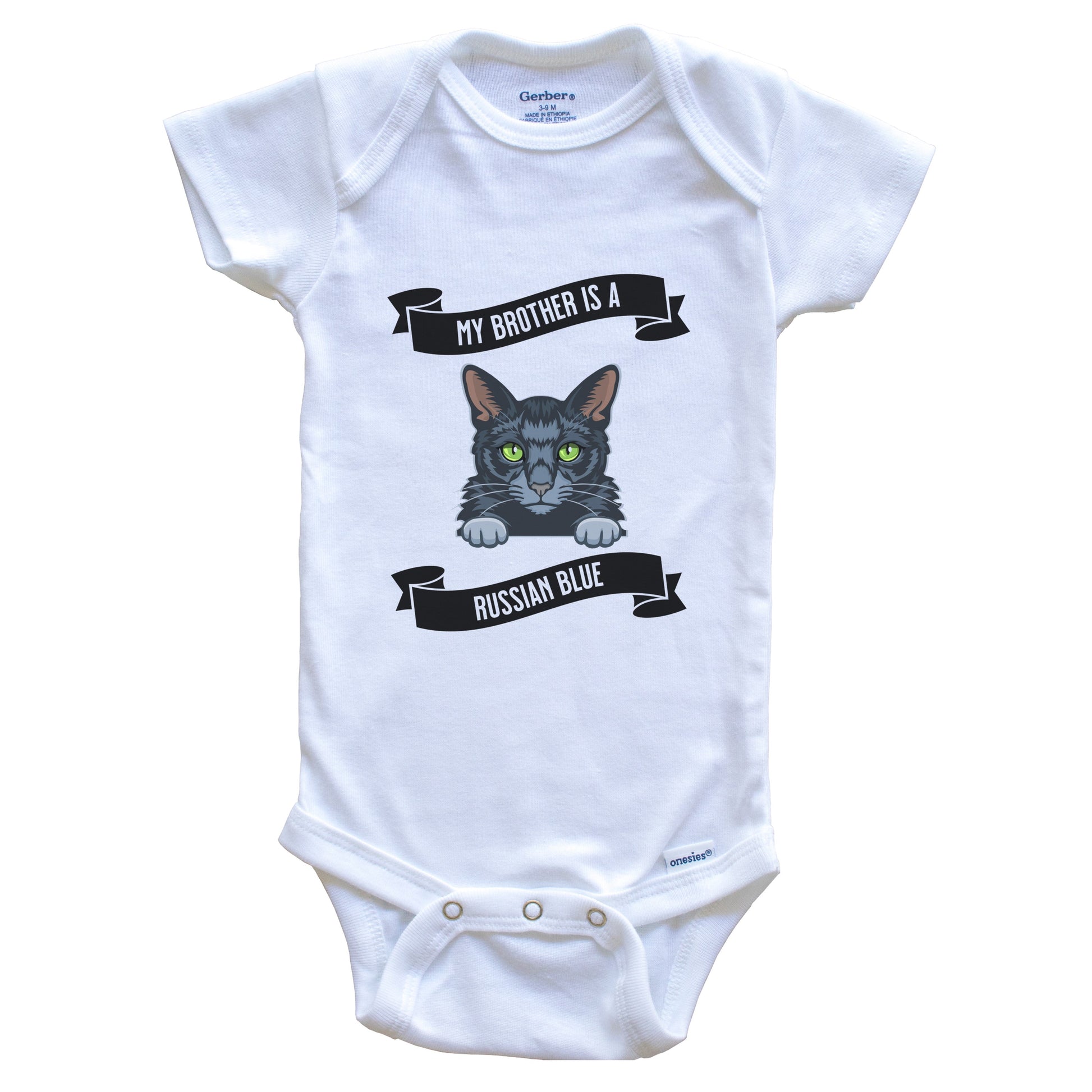 My Brother Is A Russian Blue Cat Cute Kitten Baby Bodysuit