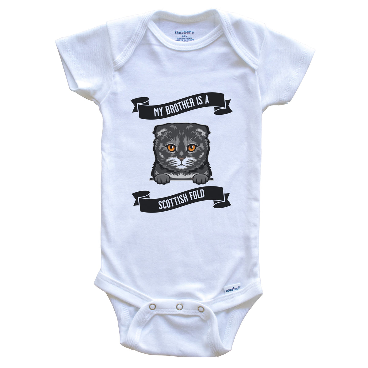 My Brother Is A Scottish Fold Cat Cute Kitten Baby Bodysuit