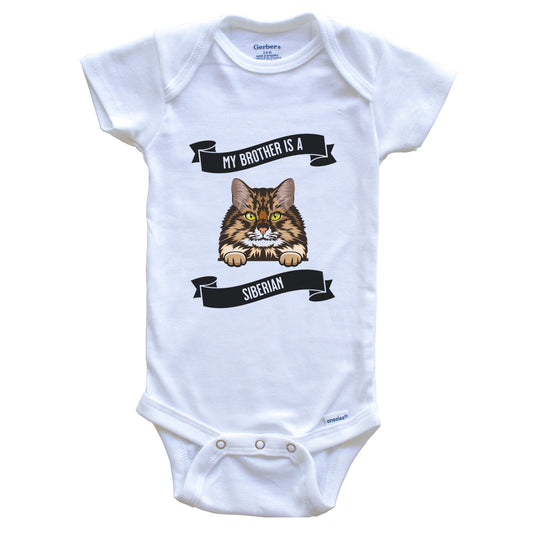 My Brother Is A Siberian Cat Cute Kitten Baby Bodysuit
