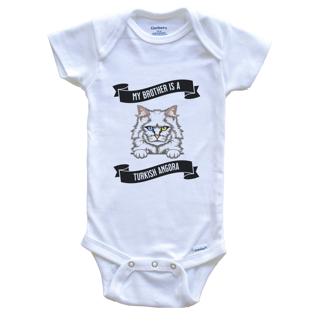 My Brother Is A Turkish Angora Cat Cute Kitten Baby Bodysuit