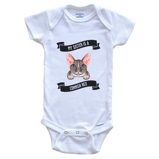 My Sister Is A Cornish Rex Cat Cute Kitten Baby Bodysuit