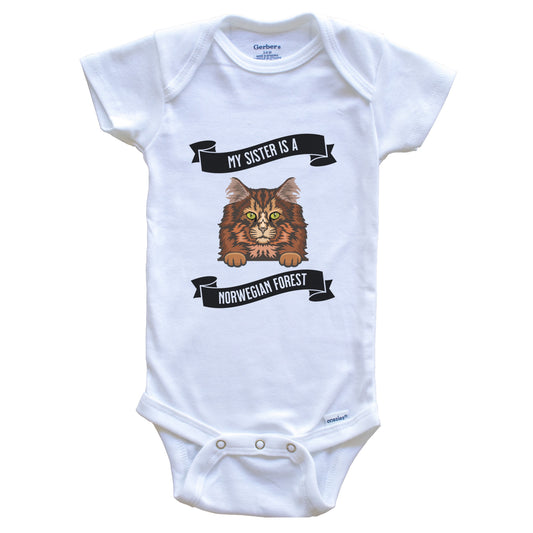 My Sister Is A Norwegian Forest Cat Cute Kitten Baby Bodysuit