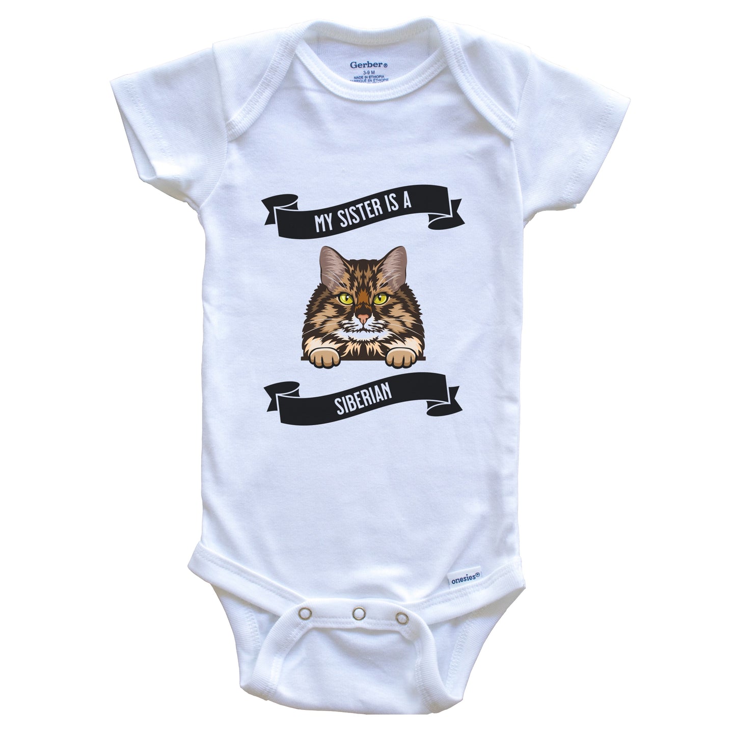 My Sister Is A Siberian Cat Cute Kitten Baby Bodysuit