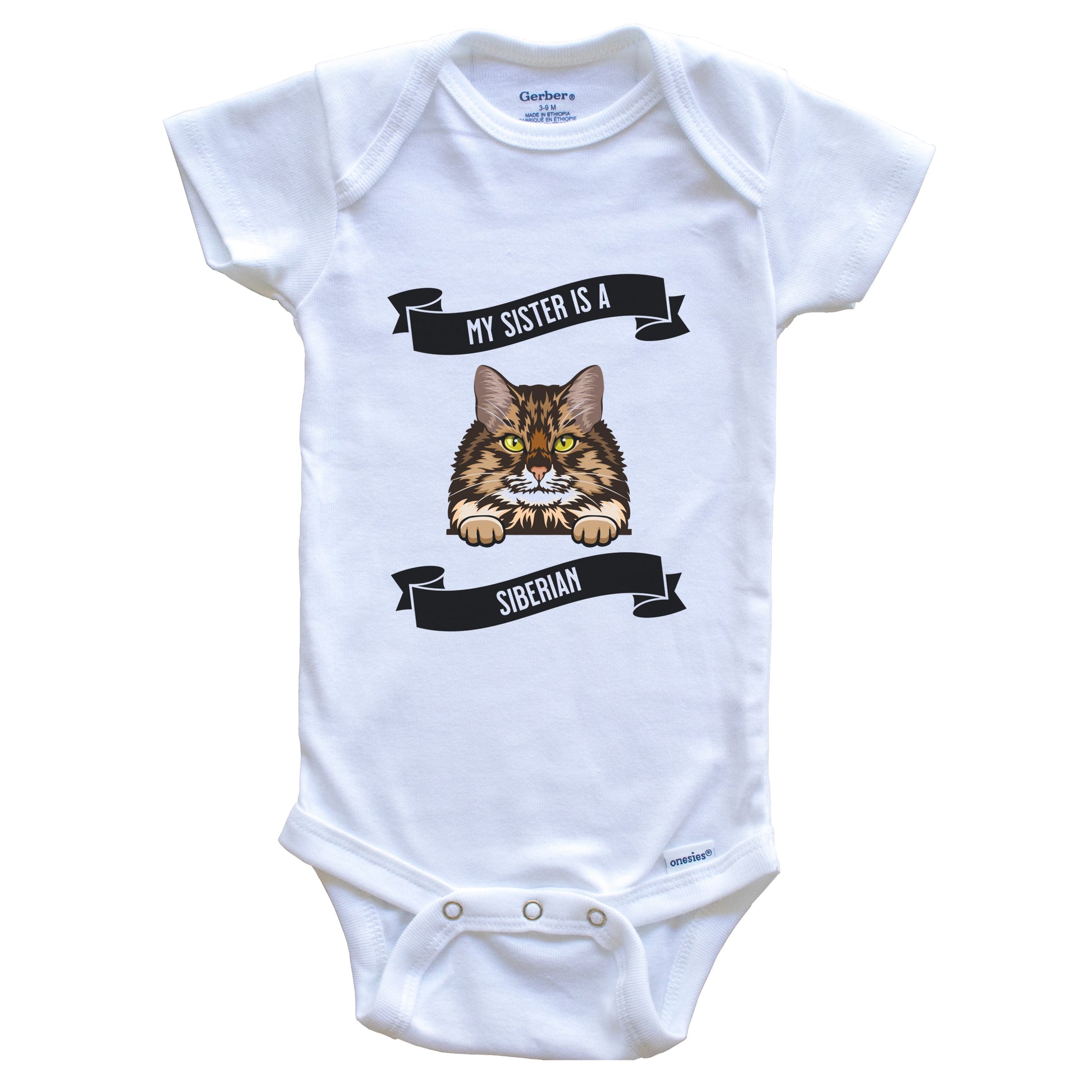 My Sister Is A Siberian Cat Cute Kitten Baby Bodysuit