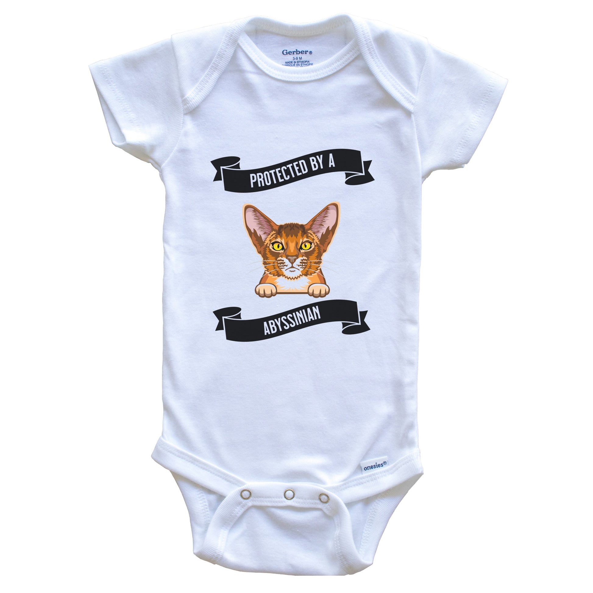 Protected By An Abyssinian Cat Cute Kitten Baby Bodysuit