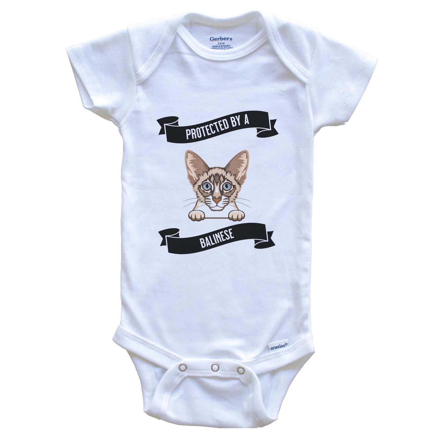 Protected By A Balinese Cat Cute Kitten Baby Bodysuit