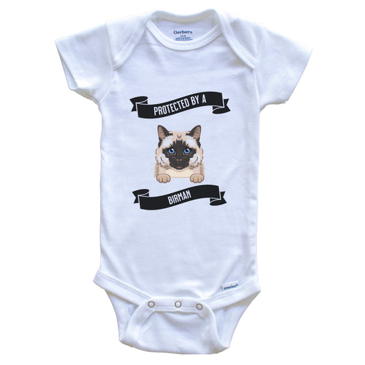 Protected By A Birman Cat Cute Kitten Baby Bodysuit