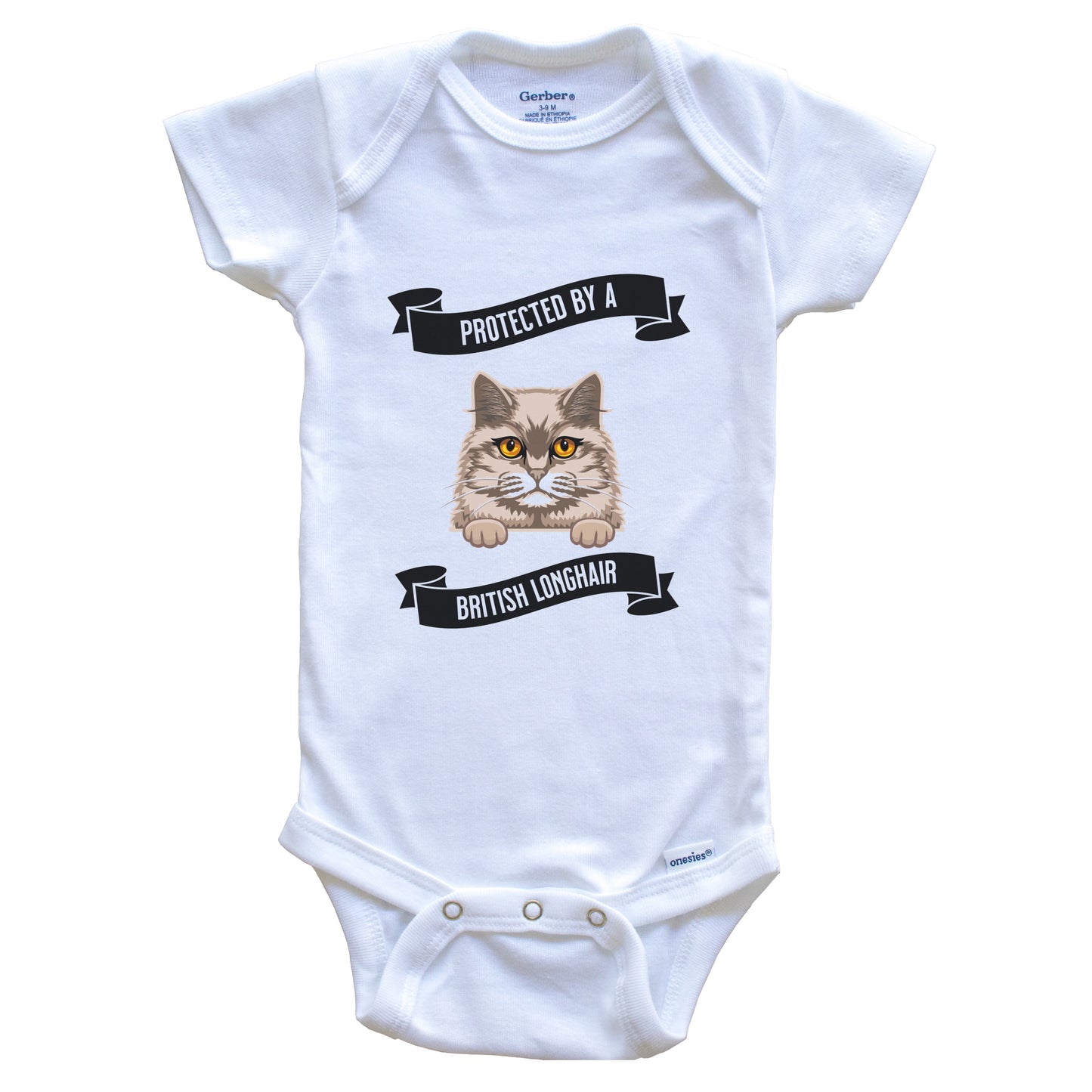 Protected By A British Longhair Cat Cute Kitten Baby Bodysuit