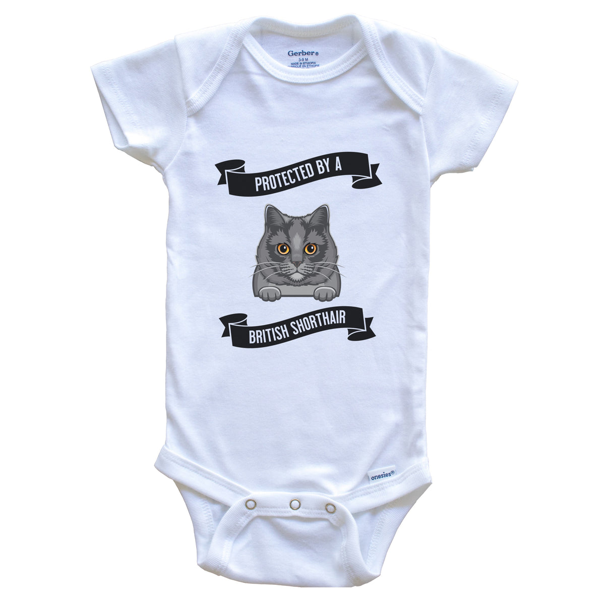 Protected By A British Shorthair Cat Cute Kitten Baby Bodysuit