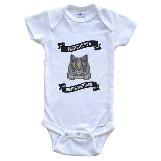 Protected By A British Shorthair Cat Cute Kitten Baby Bodysuit