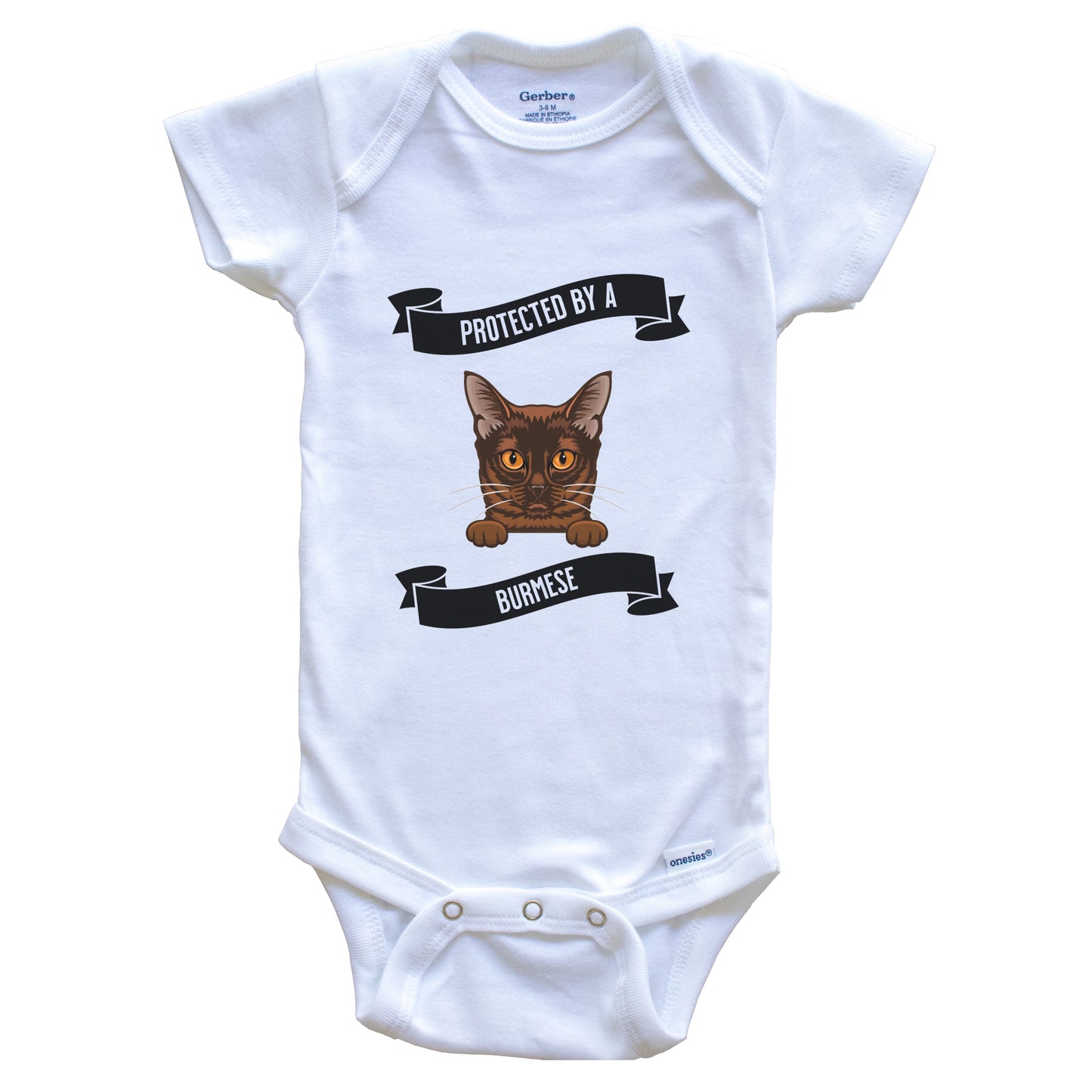 Protected By A Burmese Cat Cute Kitten Baby Bodysuit