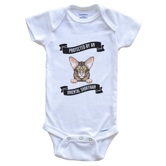Protected By An Oriental Shorthair Cat Cute Kitten Baby Bodysuit