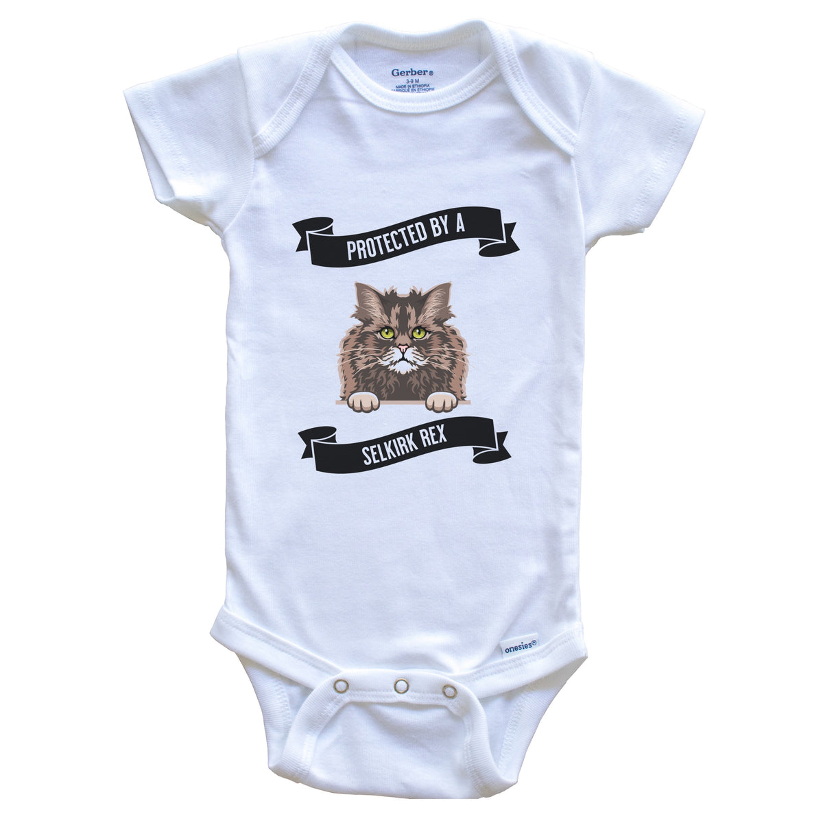 Protected By A Selkirk Rex Cat Cute Kitten Baby Bodysuit
