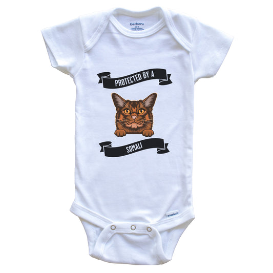 Protected By A Somali Cat Cute Kitten Baby Bodysuit