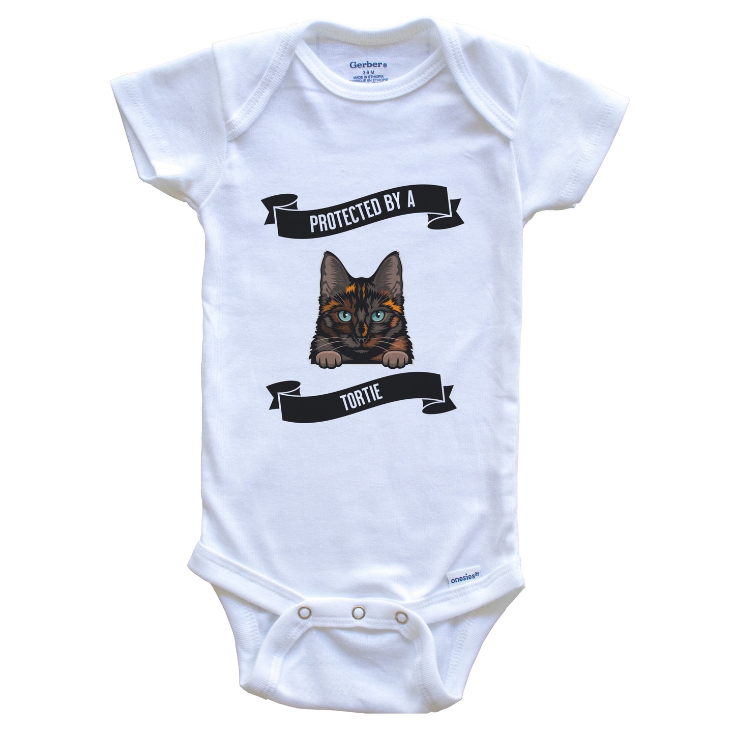 Protected By A Tortie Cat Cute Tortoiseshell Kitten Baby Bodysuit