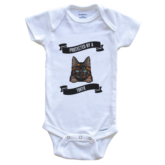 Protected By A Tortie Cat Cute Tortoiseshell Kitten Baby Bodysuit
