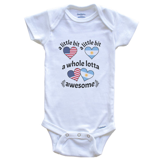 A Little Bit Argentinian American Argentina USA Heart Flags Baby Bodysuit