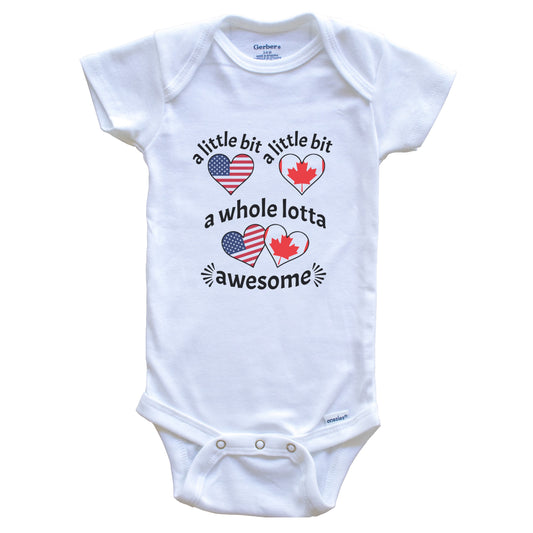 A Little Bit Canadian American Canada USA Heart Flags Baby Bodysuit
