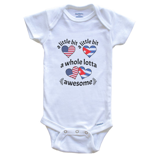 A Little Bit Cuban American Cuba USA Heart Flags Baby Bodysuit