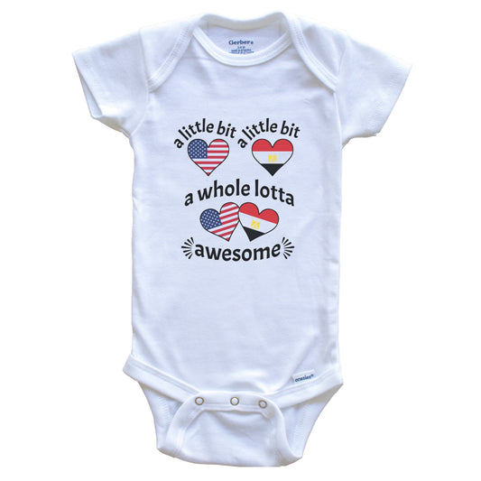 A Little Bit Egyptian American Egypt USA Heart Flags Baby Bodysuit