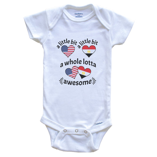 A Little Bit Egyptian American Egypt USA Heart Flags Baby Bodysuit