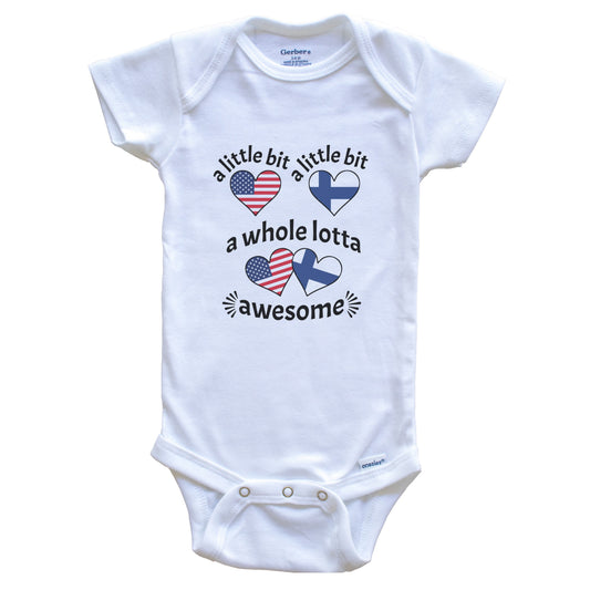 A Little Bit Finnish American Finland USA Heart Flags Baby Bodysuit