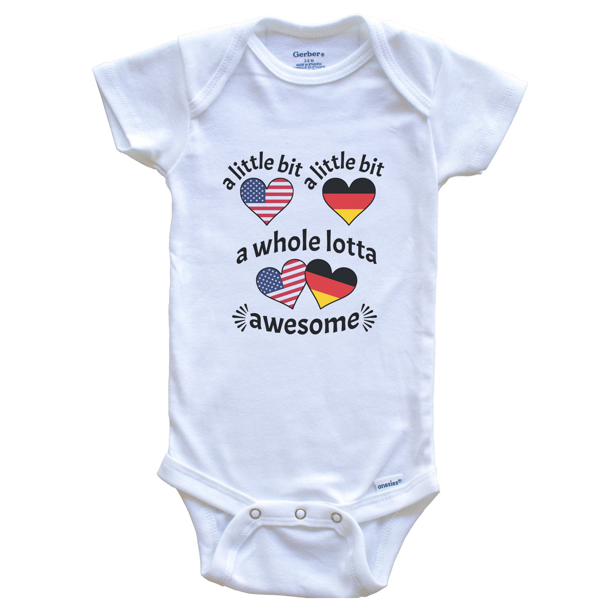 A Little Bit German American Germany USA Heart Flags Baby Bodysuit