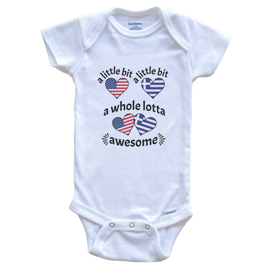 A Little Bit Greek American Greece USA Heart Flags Baby Bodysuit